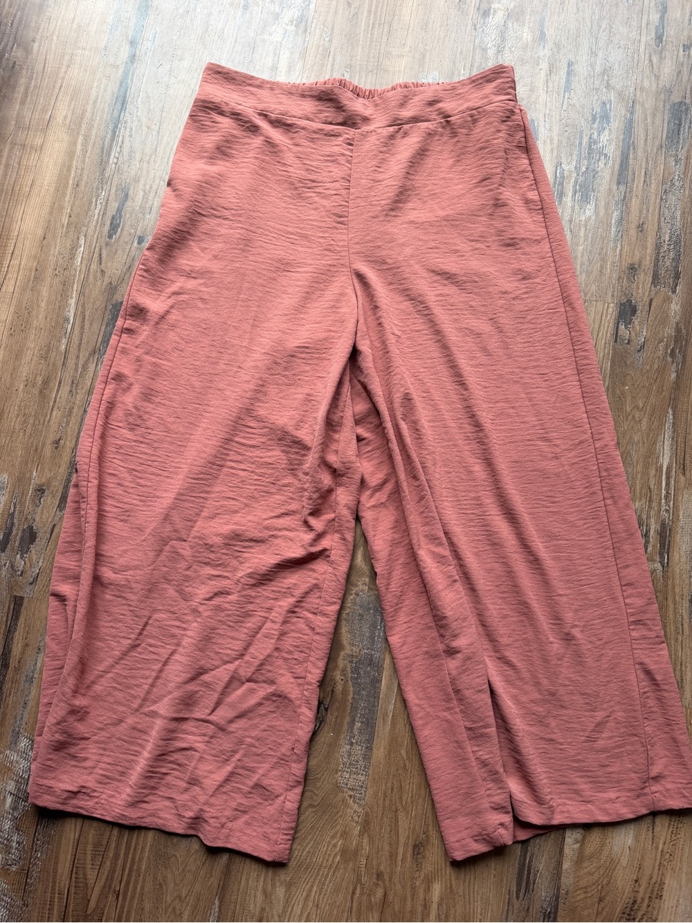 Adrianna Papell pink wide leg pants with elastic waistband L #wideleg #comfortab